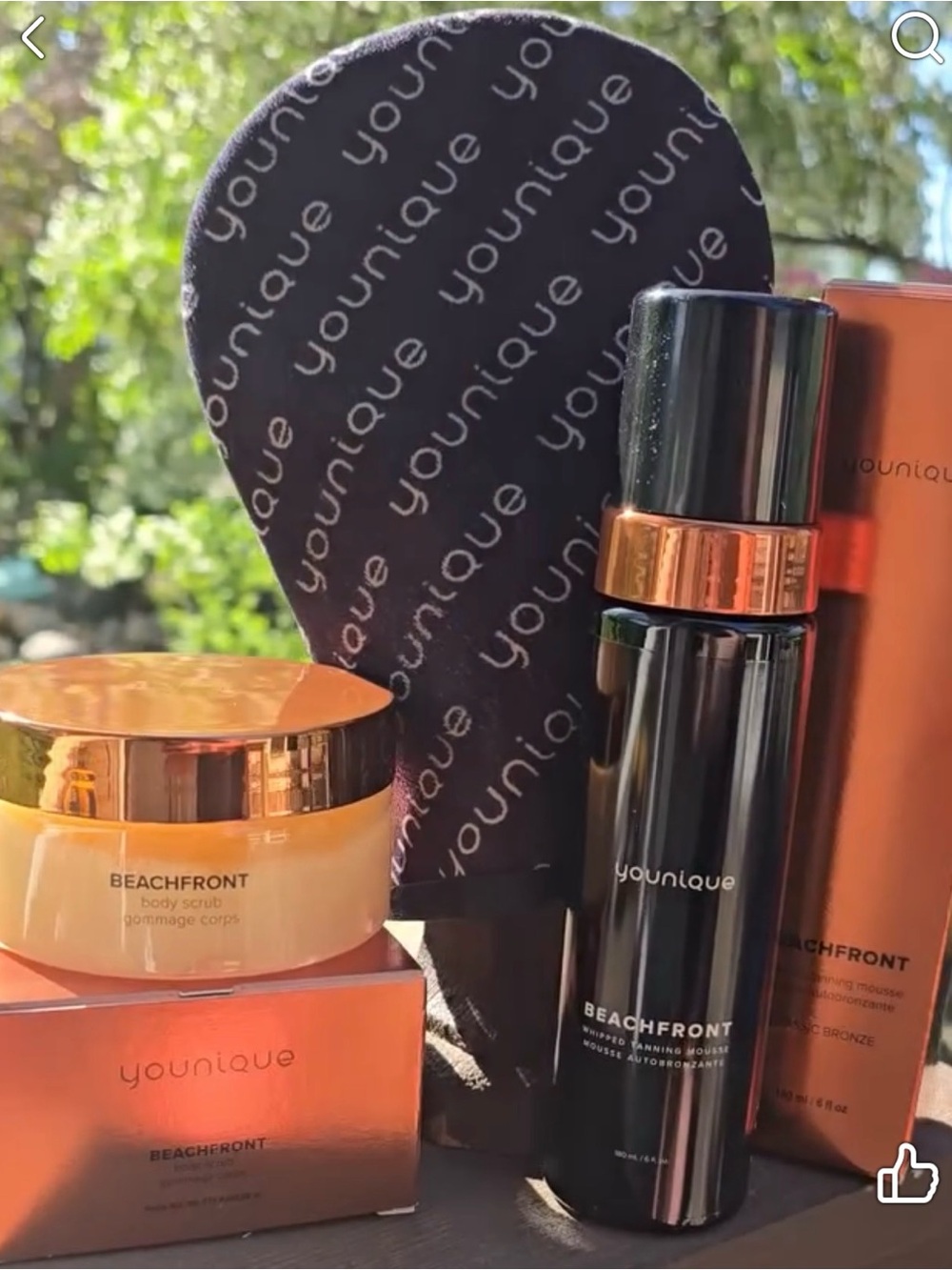 NIB Younique Beachfront Tanning Mousse & Scrub & Mitt Set